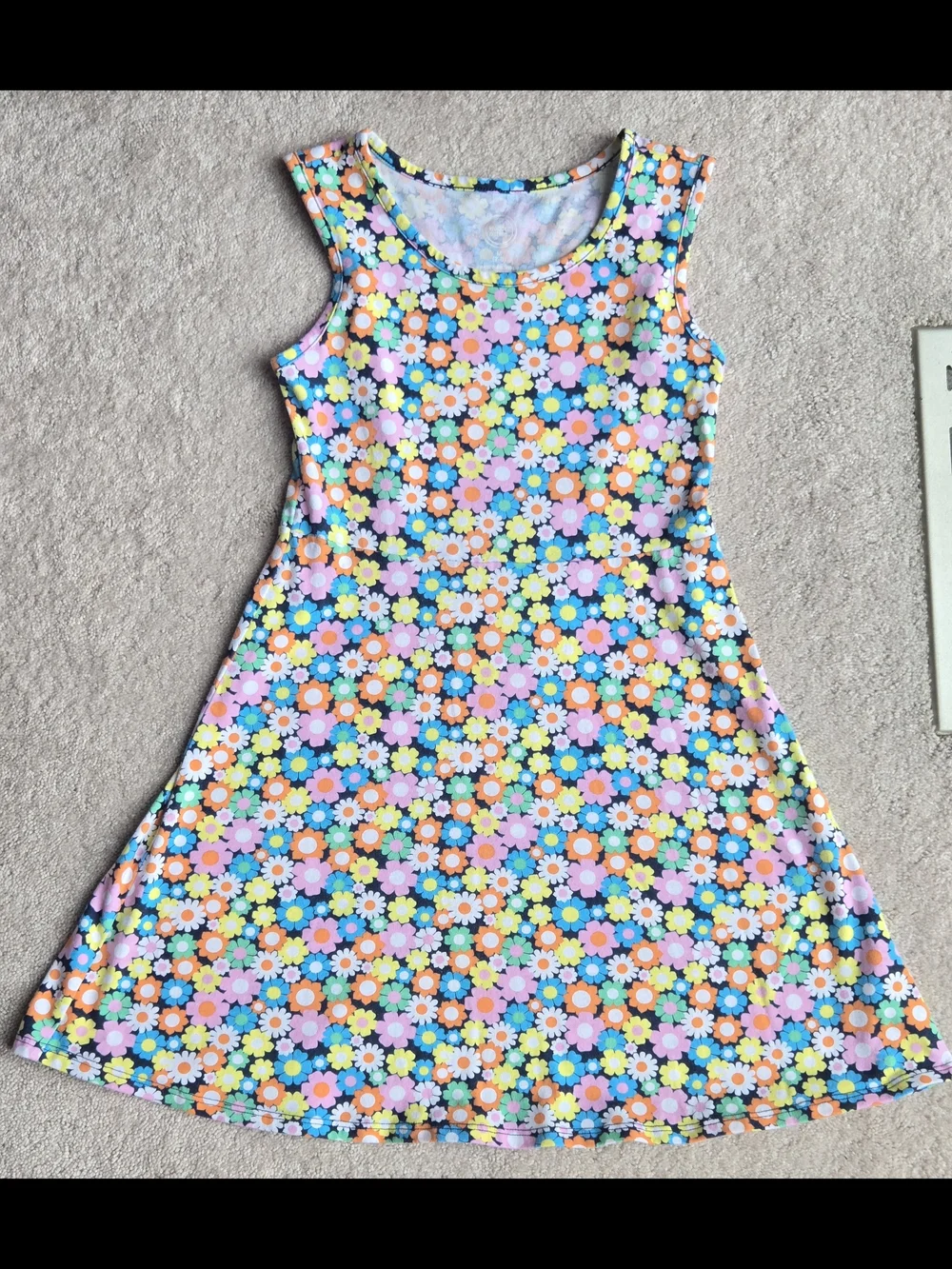 Girls Floral Sleeveless A-Line Dress - Multicolor